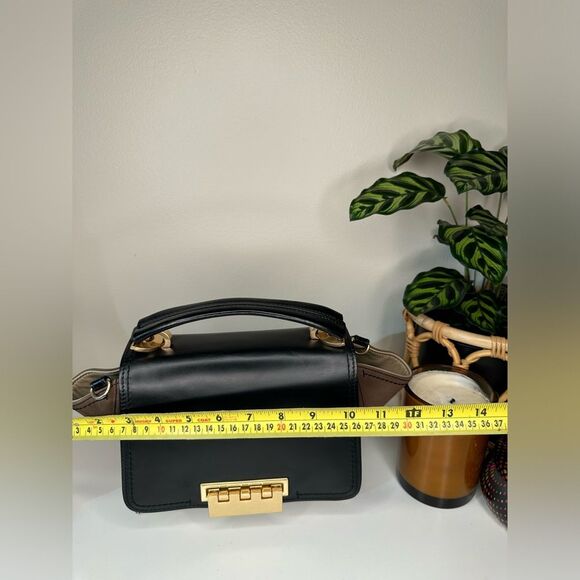 ZAC Zac Posen Eartha Top Handle Leather & Suede Satchel Cream Black Tan - Picture 12 of 15